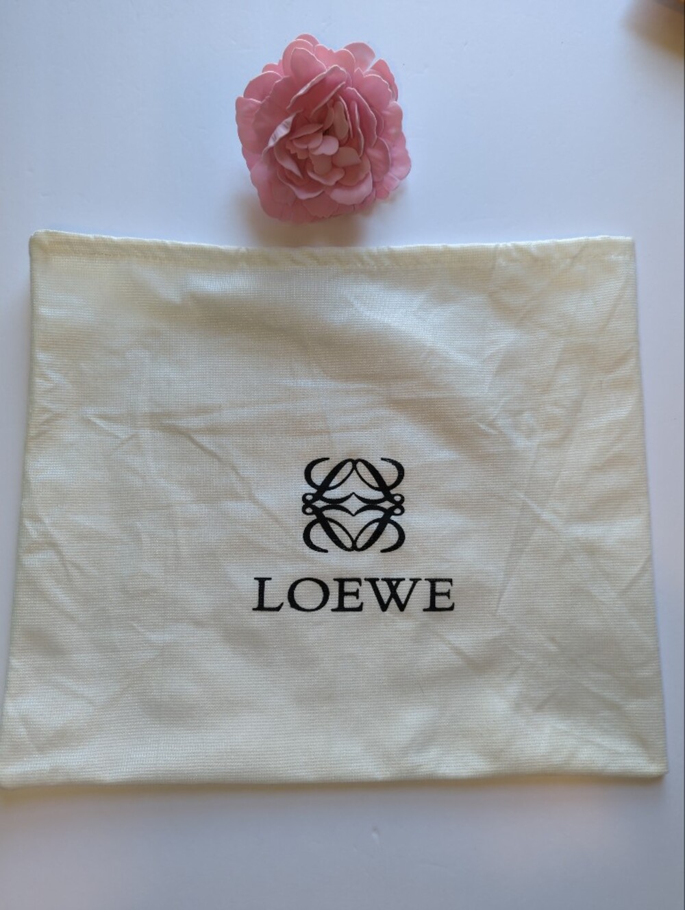 Loewe Anagram Dustbag Cream Logo Storage Pouch with Black Print